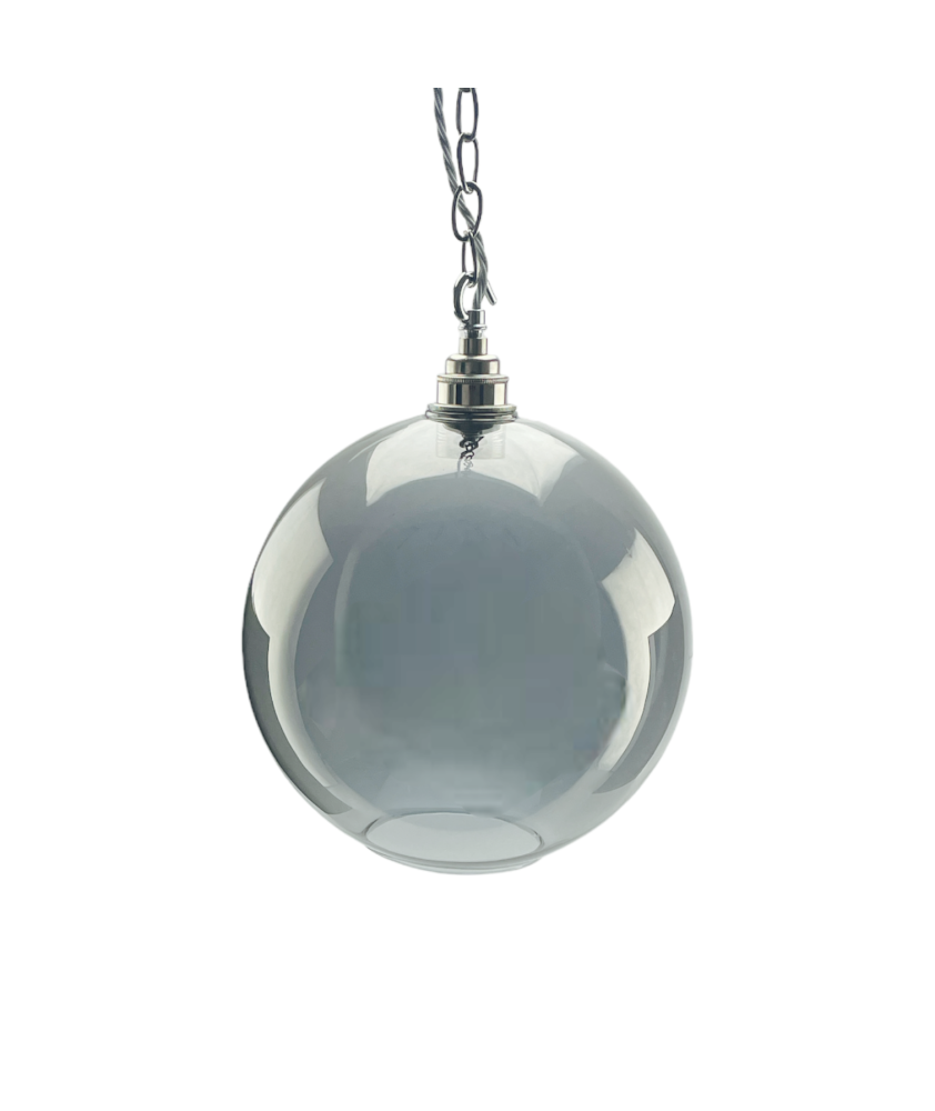 250mm Smoked Glass Globe with 40mm Fitter Hole and 100mm Second Hole